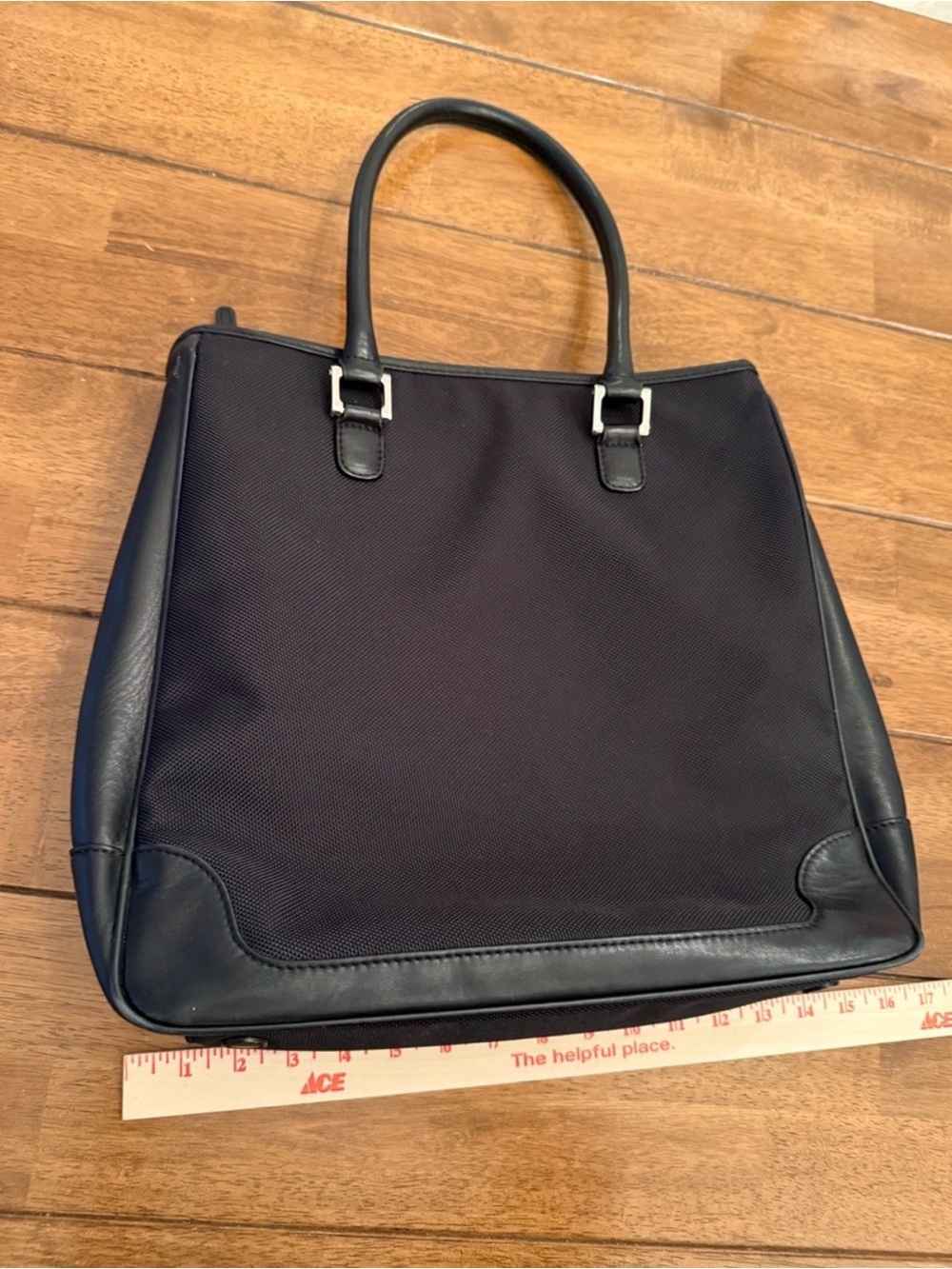 BOSCA Vintage Black Nylon & Leather Trim Tote Bag Work Satchel Genuine‎ Leather